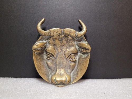 Vintage brass bull pin - bull,