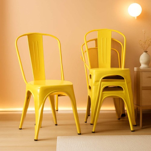 Stackable yellow metal dining - stackable,