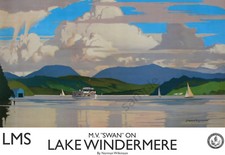 Vintage railway poster lake - vintage,