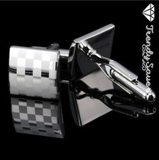 Mens Sterling Silver Plated Square Chess Formal/Wedding Groom Cufflinks #18