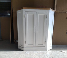 Bathroom Painted White Wooden | Oak Top Painted Corner Vanity Basin Unit