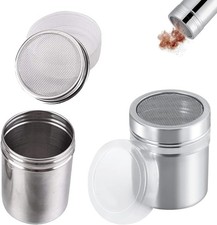 2PCS Flour Shaker & Icing Sugar Shaker – Stainless Steel Dredgers for Baking 