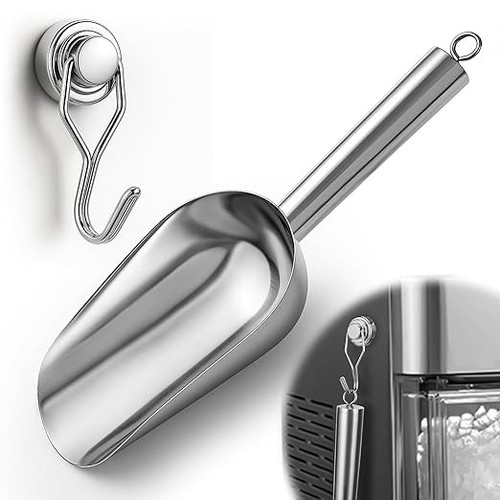 Stainless steel ice scoop with - steel,