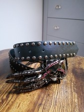 Trendy Black Faux leather /rivet punk Style Belt, Trousers Belt. Unisex Belt