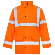HI VIS Two 2 Tone Parka Jacket Visibility Security Work Waterproof Coat Hi Viz