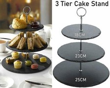 3 Tier Natural Slate Cake Stand Afternoon Tea Wedding Plates Party Tableware