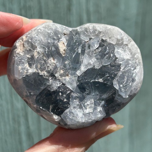 Druzy celestite heart - celestite, (2)