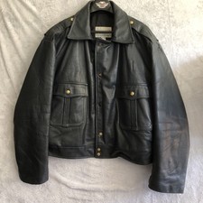 Taylor's Leatherwear Black Leather Police Motorcycle Jacket Lined Sz 54