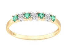 9ct Yellow Gold Emerald & Diamond Eternity Ring - size J to S