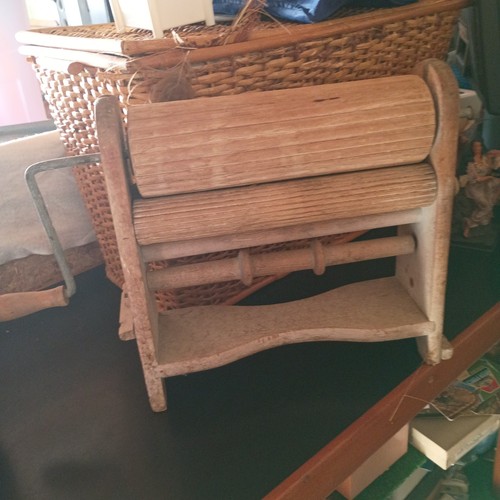 Vintage wooden hand crank - hand,