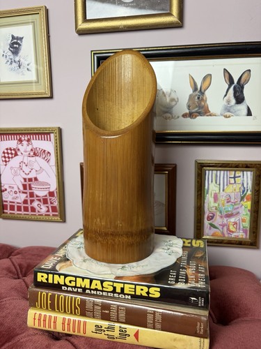 Bamboo cylinder vase - bamboo, angled