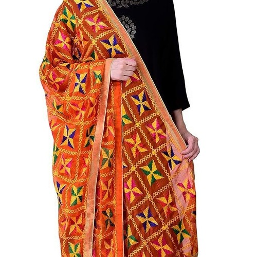 Phulkari dupatta chiffon hand - phulkari,