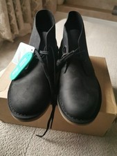 Clarks Originals Mens ** Desert Boots Style Bushacre 3 - Black Leath ** UK 9.5J