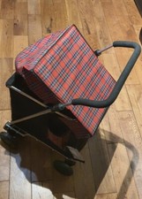Genuine SHOLLEY Red Tartan Shopping Trolley walking aid with swivel wheels
