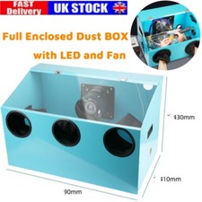 Electric Grinding Table Polisher Dust Box Metal Cover Fully Enclosed  w/Fan LED