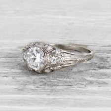 1.1 Ct Art Deco Antique Victorian Edwardian Vintage Engagement Ring 925 Silver
