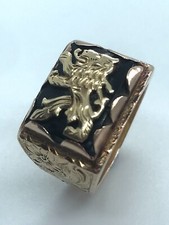 ANTIQUE 14ct GOLD LION OF JUDAH SIGNET RING GENTS ONYX STONE HEAVY 19.4g ISRAEL
