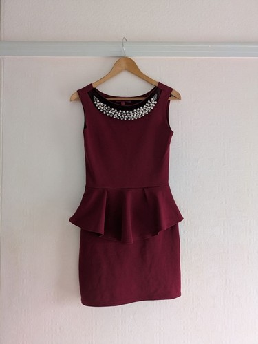 Boohoo size burgundy peplum - size, 8