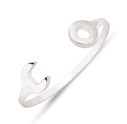Sterling silver torque bangle - silver,