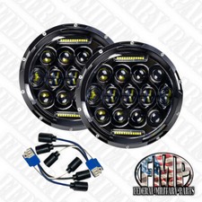 2 Military M925 M939 LED Headlights Head Light Plug&Play BLK Bezel 75W 6X6 5 TON