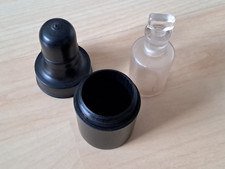 Vintage Antique Real Ebony Wooden Perfume Scent Glass Bottle Holder  & Stopper