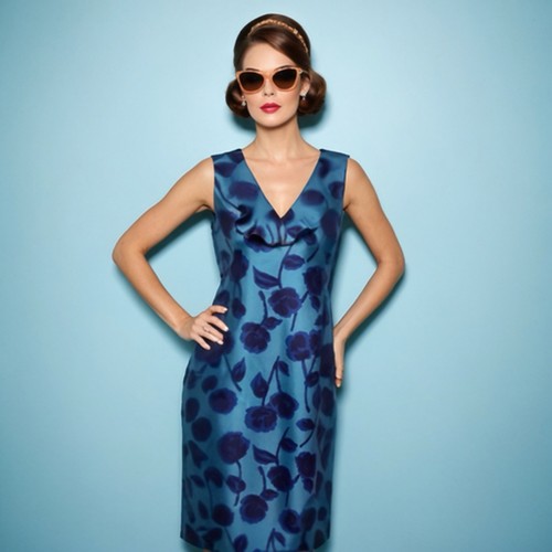 Dress vintage silk shift 50s - vintage,