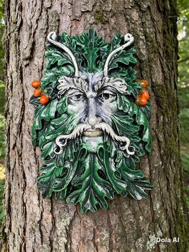 Oak green man - oak, woods