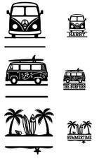 Vinyl Decals - NAME PLAQUE / SIGN - HIPPIE BUS / SURFING / SUMMER - PERSONALISE