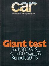 Renault 20 TS Automatic Road Test 1979 UK Market Brochure Car Audi 100 Saab 900