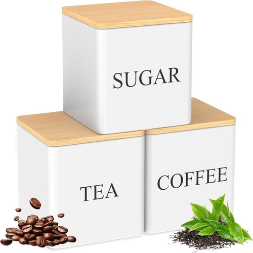 Tea sugar coffee canisters - 3x,