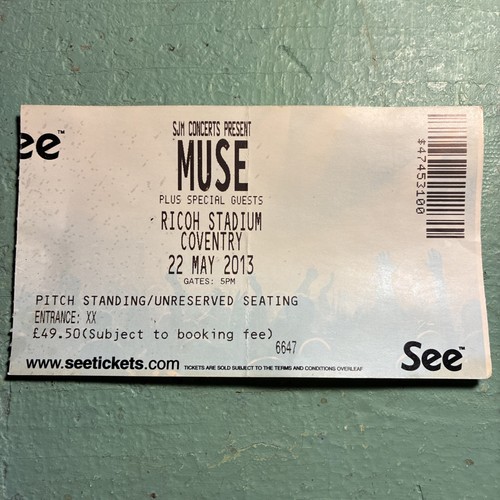 Muse ticket stub - muse,ticket, stub,coventry