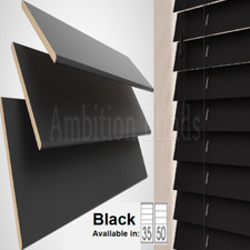 BLACK WOOD WOODEN VENETIAN BLINDS REAL WOOD  MADE TO MEASURE  50MM SLATS