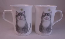 Ceramic Coffee/Tea Mugs | Pair of Cute Cat Mugs | Gift | Cat Lovers