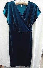 BNWOT Bravissimo 'Lottie' Teal Velvet Wrap Dress 14RSC Really/Super Curvy