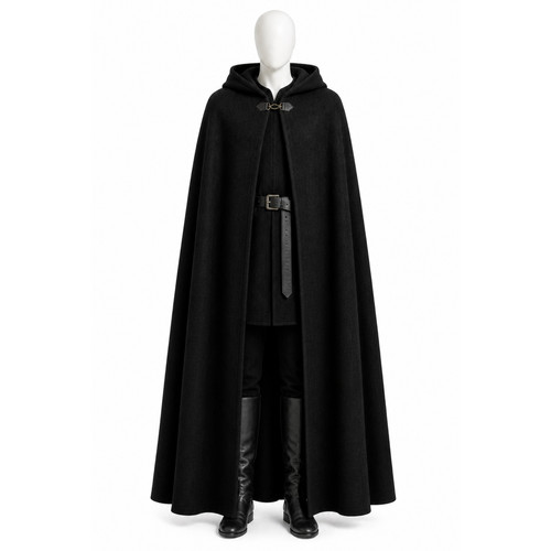 Black hooded medieval - black,