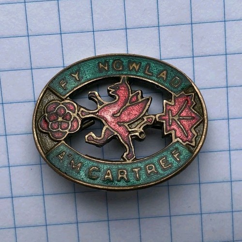 Vintage welsh enamel badge - welsh,