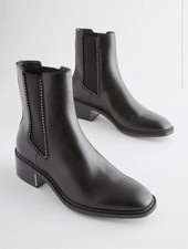 BNWT Black NEXT Forever Comfort Studded Pull On Chelsea Boots Size 6.5 EU 40
