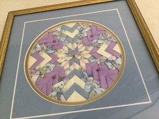 fabric origarmi embroided beads quilted material framed picture craft handmade