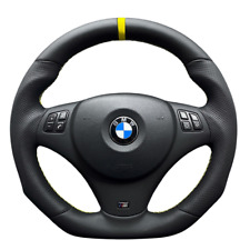 BMW M POWER E90 E88 E92 E93 E91 E81 E87 SHAPED CUSTOM LEATHER STEERING WHEEL