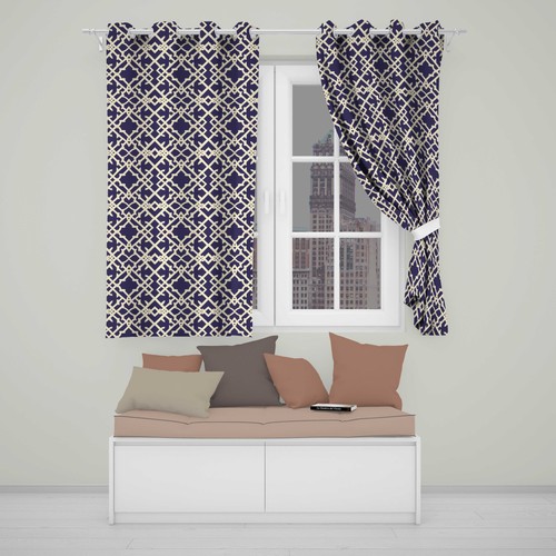 Blackout eyelet curtains navy - eyelet,