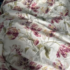 Pair Of Original Laura Ashley Home Gosford Cranberry Pattern Lined Curtains