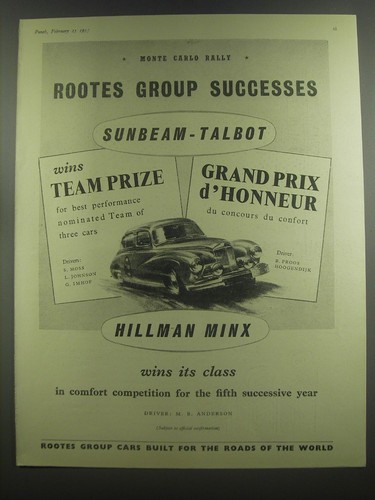 1953 hillman minx car - 1953, ad