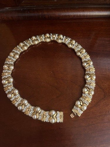 Vintage gold crystals pearls - gold,