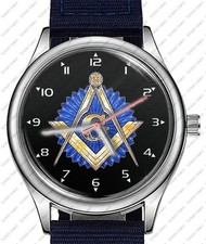 Masonic Square Compass Freemasonry Trendy 38mm Face Wrist Watch