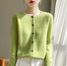 2025 Long Sleeve 100% Merino Wool Sweaters Cashmere Cardigan Spring Autumn Women