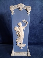 Wedgewood Jasperware style blue vase unglazed 5 inches tall 2 inches across base