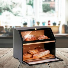 Bamboo Bread Bin Double Layer