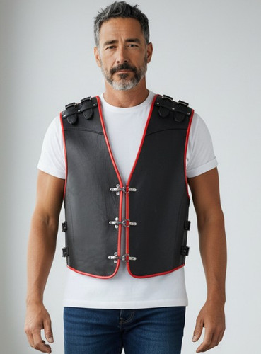 Men genuine leather biker - genuine,