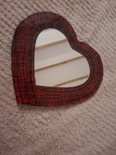 Red heart shaped wall mirror