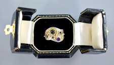 STERLING SILVER & GOLD MULTI GEMSTONE ORGANIC STYLE RING 2005 SIZE N